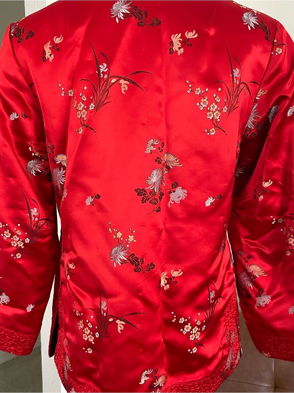 Vintage Chinese Brocade Floral Reversible Frog Closure Jacket - Picture 9 of 11